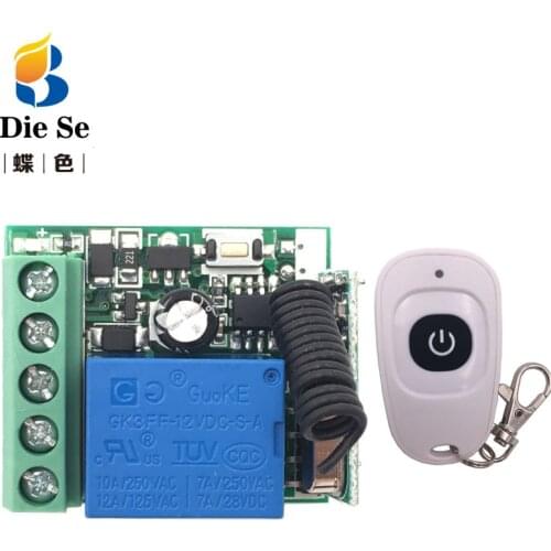 433MHz Universal wireless Remote Control rf Relay 12V 10A 1CH Receiver and Transmitter DIY Wireless Switch On/Off controler