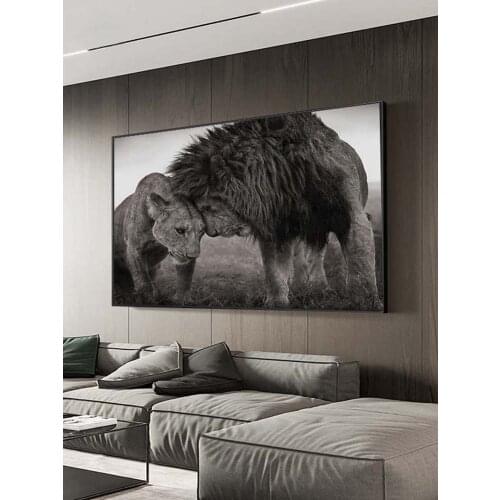 African Wild Lions Canvas Paintings on The Wall Nordic Style Lion Head To Head Posters and Prints Wall Art Pictures Home Decor