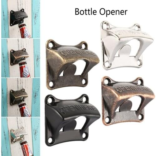 Vintage Bronze Iron Wall Mounted Beer Wine Soda Bottle Cap Opener Fixed Corkscrew Bar Home Decoration Accessories Tools Gadgets
