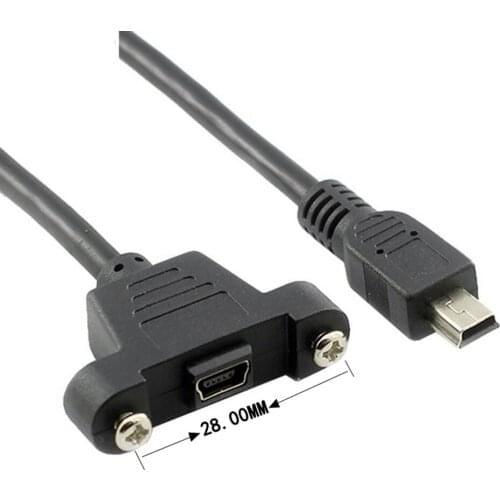 0,3 M/0,5 M Screw Lock Panel Mounting Mini USB 2,0 Male to female M/F Extension Data sync Power Cable Screen