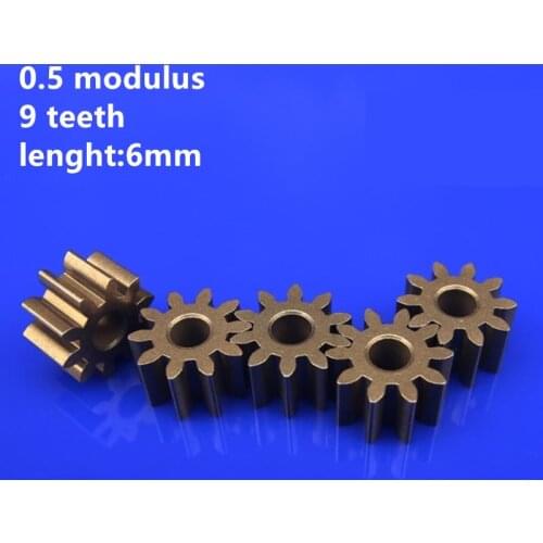 10pcs/lot 0.5 Modulus 9 Teeth Lenght 6mm Bore 2mm for Car Model Gear DIY Small Module Gear