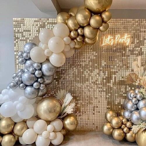 129pcs Metallic Gold Silver Balloon Garland Arch Kit White Nude Balloons Wedding Birthday Party Decor Kids Baby Shower Globos