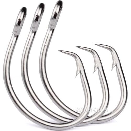 2pcs Sea fishing stainless steel hook fishing with barbed gold gun shark hook resistant to seawater corrosion boat fishing hooks