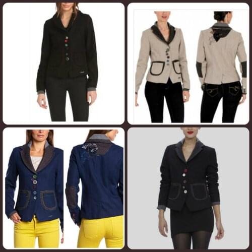 2021 Spain Desigual Womens tweed suit a variety of thickened jacket with embroidery design slim suit