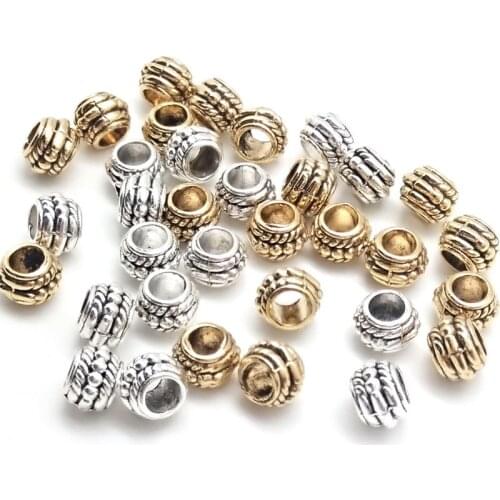 30pcs/pack Three Layers Circular Flat Beads Zinc Alloy Metal Spacer Beads For DIY Bracelet Necklace Jewelry Findings Making 8x6m