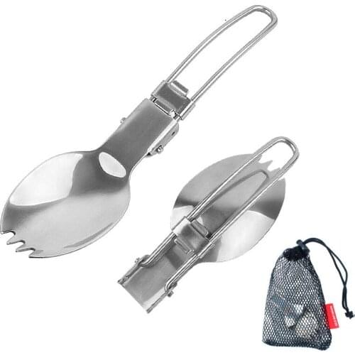 304 stainless steel folding spoon outdoor dual-purpose picnic portable tableware travel fork Sarah outlet