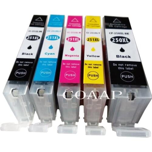 5 Pack Compatible ink Cartridge For CANON PIXMA MG6320 MG7120 iP8720 MG7520 printer with Chip full ink pgi250 cli251