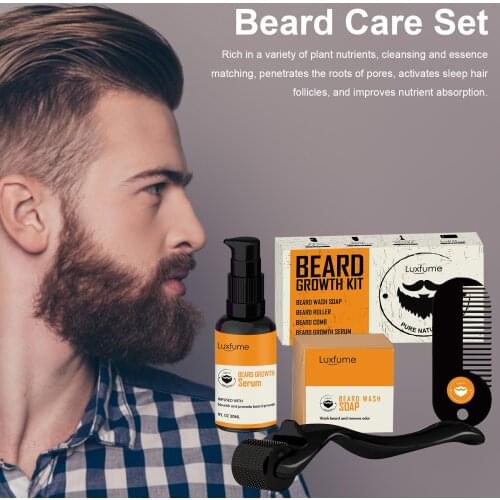 5PCS/set Male Beard Care Kit Men Beard Care Kit Styling Tool Beard Nourishing Growth Essential Oil Facial Beard Care Kit