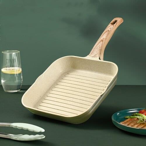 Aluminum Alloy Non-stick Pan Nordic Green 24cm Square Single Handle Wok Saucepan Household Kitchen Pot Supplies Cooking Utensils