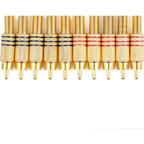 Areyourshop 20 Pcs Gold Plated Audio Connector W Metal Spring RCA Male Plug