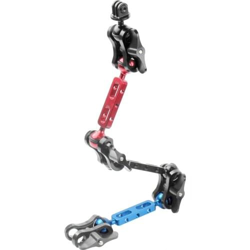 BGNing Diving Light Arm Ball Clamp Set Butterfly Clip 3-Way Extension Joint Mount Adapter for GoPro 9 5 4 3 Handheld Tripod Part