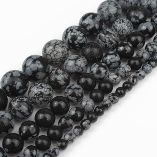 Natural Stone Beads Round Snow Flake Jaspers Loose Spacer Beads For Jewelry DIY Making Bracelet Neckalce 15'' 4/6/8/10/12mm