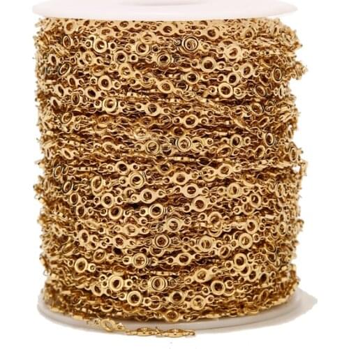 1Meter Stainless Steel 4mm Width Gold Chain Round Circle Link Chains For DIY Jewelry Necklaces Making Findings Accessories