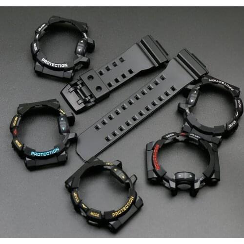 Black resin strap case for Casio G-SHOCK GA-400 GBA-401 mens sports waterproof watch with accessories pin buckle rubber strap