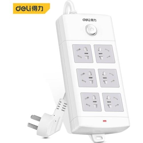 Deli household extension cord socket electric drag wiring board 2.3 meters multi-functional strip board with wire socket tool T1