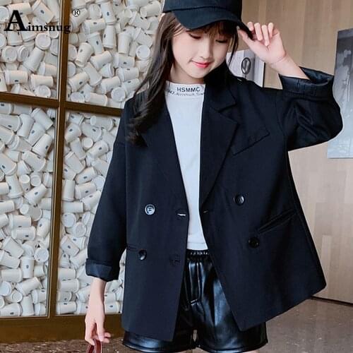 Children Lepal Collar Jacket Girls Brazers Kids Clothing 2021 Double Breasted Top Outerwear Autumn Long Sleeve Womens Brazer