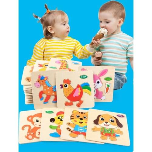 Baby wooden puzzle blocks, early education, parent-child interaction, childrens toys, three-dimensional grip board
