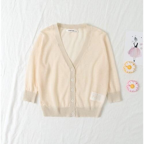 2021 Kid Solid Casual Basic Sweater V-neck Kids Soft Wool Clothing for Boys Girls Summer Sweaters Hooded with Button