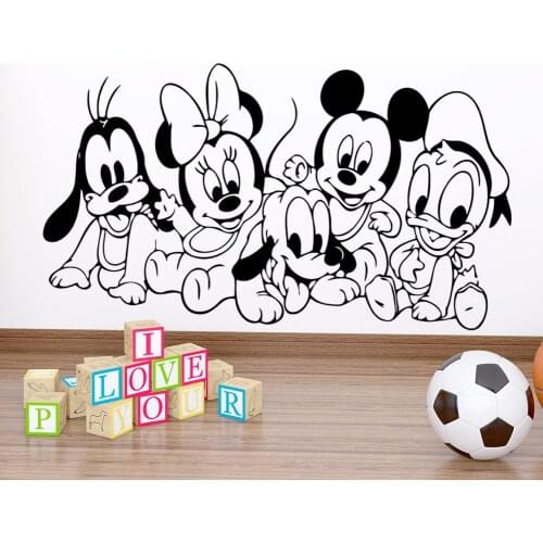 Disney Baby Mickey Minnie Mouse Cute Friends Vinyl Wall Sticker For Kids Room Bedroom Accessories Home Decor VA8627