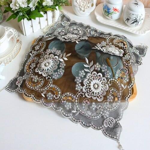Europe Handmade Embroidery beading bed Table Runner flag cloth cover Lace tablecloth mat kitchen wedding Christmas party decor
