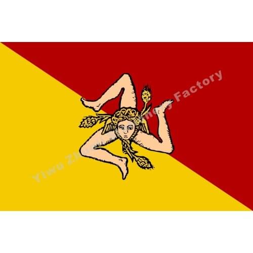 Italy of the Sicily (revised) of Flag 150X90cm (3x5FT) 120g 100D Polyester Double Stitched High Quality Banner Free Shipping
