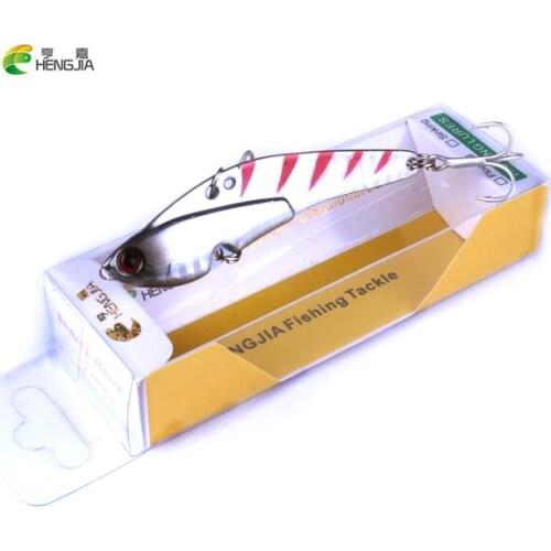 HENGJIA 1PCS Lead Metal Lure Spoon Bait Fishing Lures 21g/75mm 6 colors Metal VIB Spoon Lead Fish With VMC Hooks Fishing Tackle