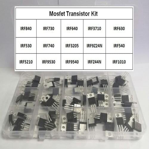 75Pcs/Box 15Values Field Effect Transistor Kit IRF3205 IRF640 IRF740 IRF840 IRF530 IRF630 IRF1010 IRFZ44 IRF9540 IRF730 IRF9Z24