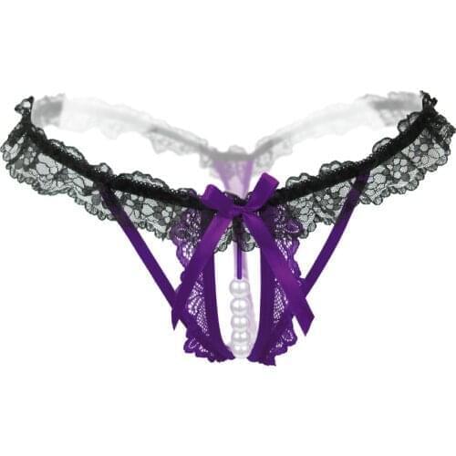 Hollow Pearls Womens Lace Sexy Thong Panties Intimates Lingerie Underwear Sexy Bra Set Erotic Sleepwear bikini 2021 mujer