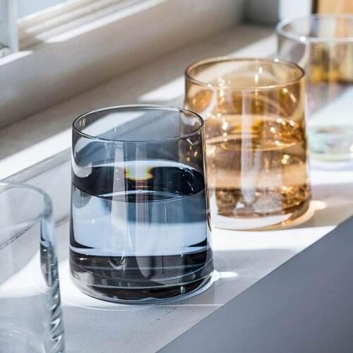 Lot Creative Whiskey Glass With Lead-free Rainbow Amber Gray Transparent Color Water Drinking Glasses Cup For Vodka Bar Kitchen