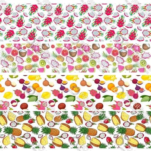 16-75MM Cartoon Summer Fruits Printed Grosgrain Polyester Ribbon 50 Yards Gift Wrapping Diy Bows Wedding Drections Ribbons