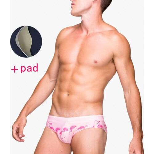 Summer Swimwear Mens Swimming Trunks Beachwear Boxers Shorts Bathing Low Waist Push Pad Printing Men Sexy Swim Briefs Swimsuit