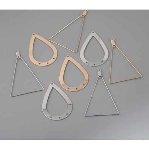 4Pcs 40x27mm / 10Pcs 48x31mm Silver Gold Geometric Metal Connector Charms Earring Findings for DIY Jewelry Making Accessories