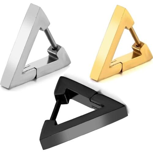 Fashion Punk Hoop Earrings Men Gold /Black Stainless Steel Geometric Triangle Square Earrings for Women Ear Pierced Jewelry