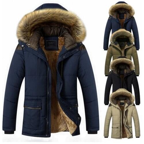 Men Coat Fur Collar Hooded Men Winter Jacket Warm Wool Liner Man Jacket Windproof Male Parkas Hair Liner Keep Warm