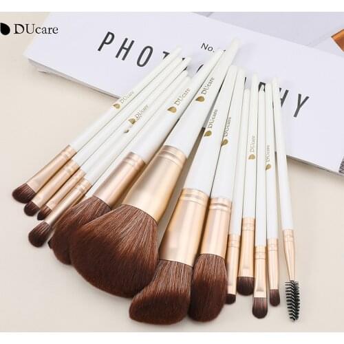 DUcare 14Pcs Makeup Brush Set Synthetic Hair Eyeshadow Eyebrow Foundation Eyeliner Professional Make up Brushes Cosmetics Beauty