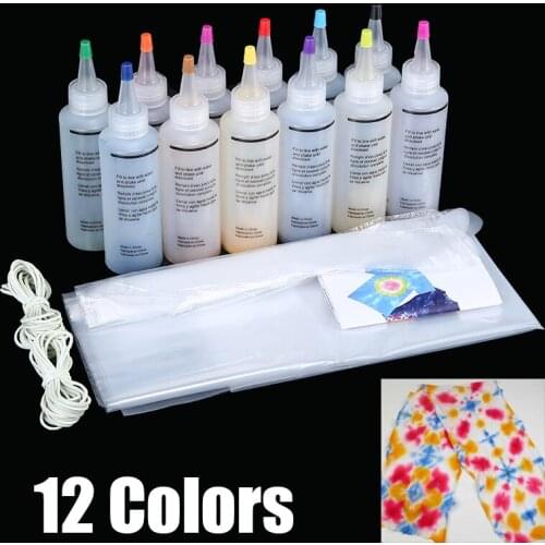 12pcs/set Tie Dye Kit Non-toxic DIY Garment Graffiti Fabric Textile Paint 120ml Decorating Colorful Clothing Tie Dye Kit