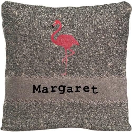 Custom Name Throw Pillow Case Cotton Linen Personalized Pillowcase Home Gifts Decoration Cushion Covers Cute Flamingo