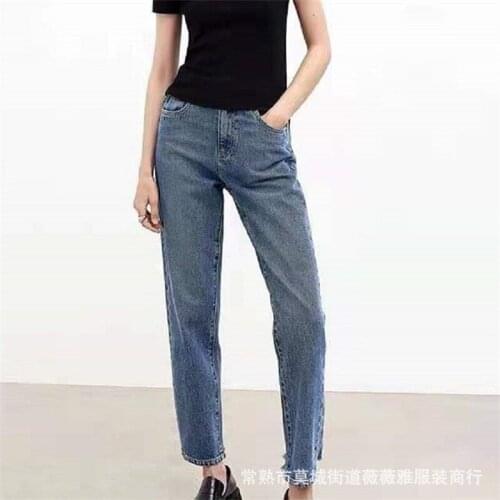 2021 New Autumn Fashion Unisex Jeans Loose High Quality Women Trousers Cotton Solid Color Casual Elegant Men Bottoms T619