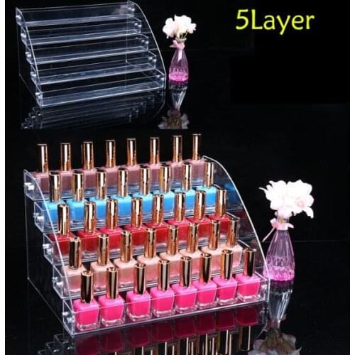 New Fashion Nail Tools Clear Transparent Acrylic Nail Polish Salon Exhibition Wall 5 Layers Nail Polish Rack Storage Shelf