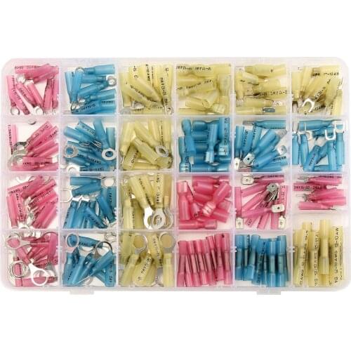 240pcs Red Blue Yellow Heat Shrink Wire Crimp Terminal Automotive Marine Wiring Connectors With Case