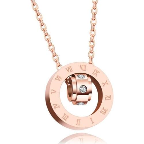 Roman Numeral Titanium Steel Necklace Pendant Collarbone Necklace Female Rose Gold Plating Necklace
