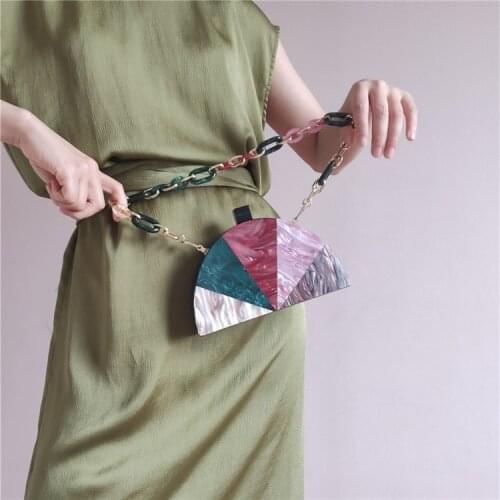 【wander lamar 】2021 fashion occasion mini semicircle acrylic bag evening bag party