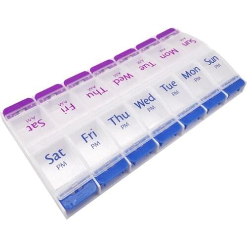 Portable Weekly Pill Storage Box 14 Grids Double Row Organizer Dispenser Medicine Boxes Mini Tablet Divider Storage Case