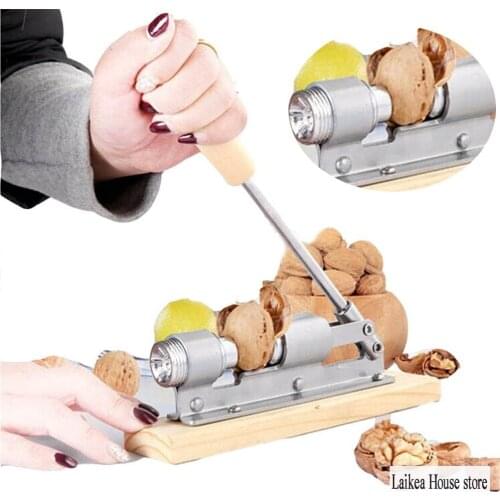 Hand Pressed Mechanical Walnut Clip Metal Nut Shell Breaker Nutcracker Wooden Handle Walnut Clip Kitchen Labor Saving Tools