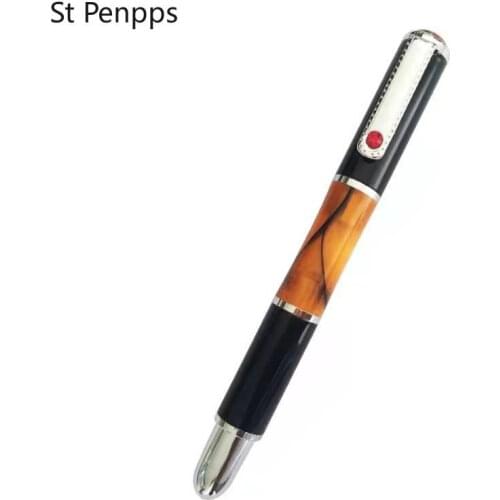 Shanghai Fuliwen 831 Fountain Pen Amber Acrylic Resin Metal Ink Pen Medium nib 0.7mm Stationery Office school supplies Writing