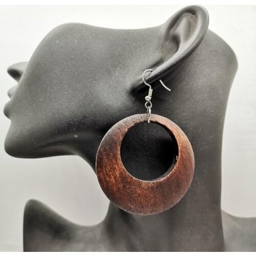 Dark Brown Natural Wooden Earrings