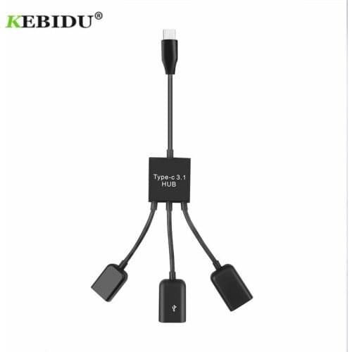 KEBIDU Type-C USB Power Adapter Charging Hub Cable Connector USB 3.1 Type C Hub to 2/3 USB 2.0 Port and 1 Micro USB Port HUB