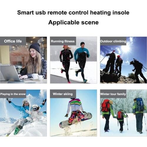 Waterproof USB Rechargeable Electric Heated Insoles Remote Control Foot Warmer Shoes Pad TK-ing