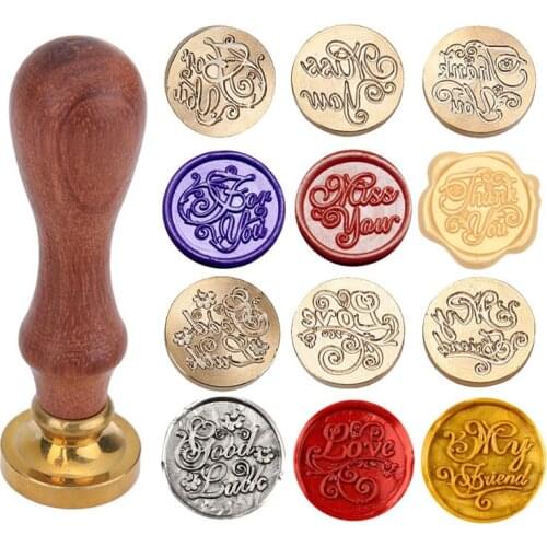 Vintage Envelope Sealing Wax Stamp Wood Seal Replace Brass Head Greetings Seal Stamp for Letters Wedding Decoration