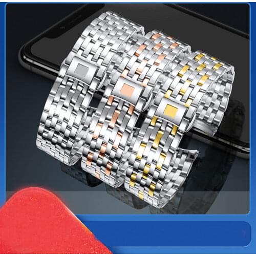 High Quality Stainless Steel Watch Bracelet Bands For Omega DE VILLR 424 Watch , Watch Parts Butterfly Button Watch Straps 20mm
